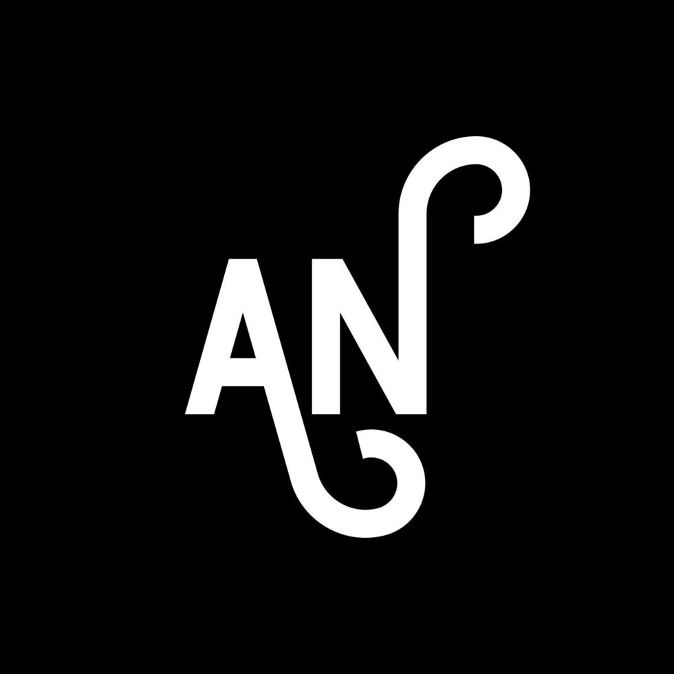AN letter logo design on black background. AN creative initials letter logo concept. an letter design. AN white letter design on black background. A N, a n logo vector