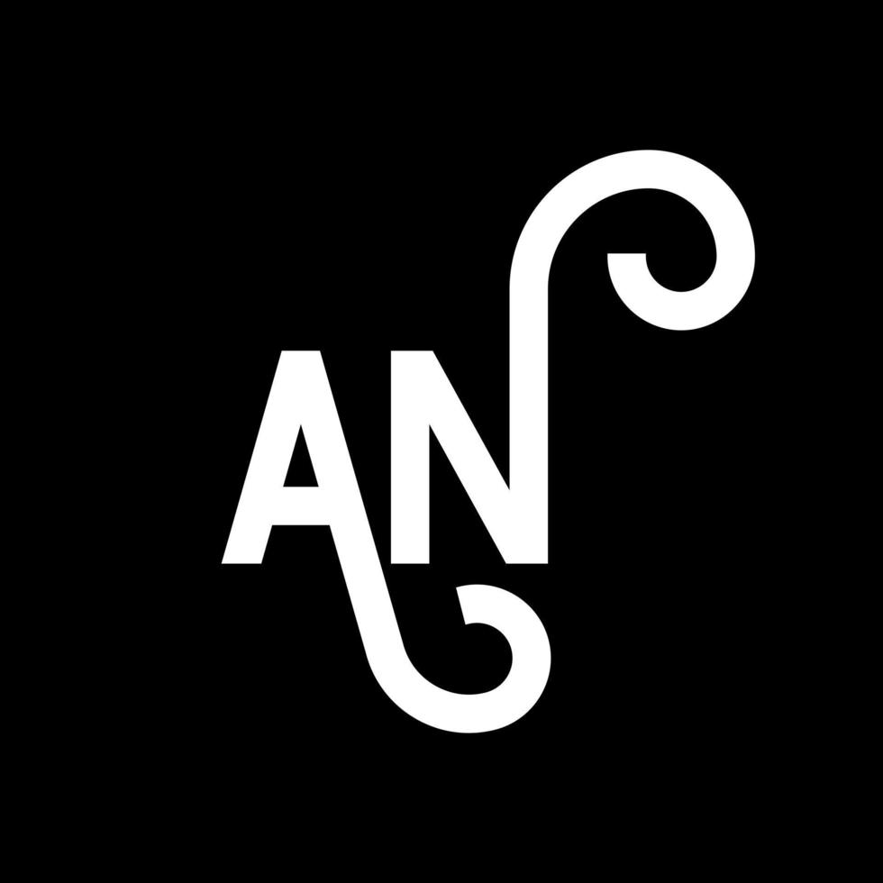 AN letter logo design on black background. AN creative initials letter logo concept. an letter design. AN white letter design on black background. A N, a n logo vector