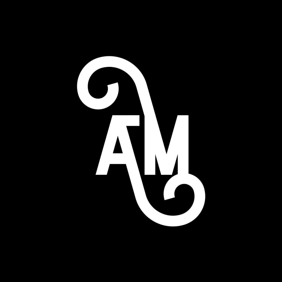 AM letter logo design on black background. AM creative initials letter logo concept. am icon design. AM white letter icon design on black background. A M vector