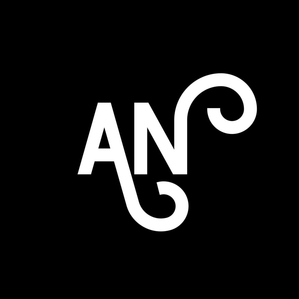 AN letter logo design on black background. AN creative initials letter logo concept. an letter design. AN white letter design on black background. A N, a n logo vector