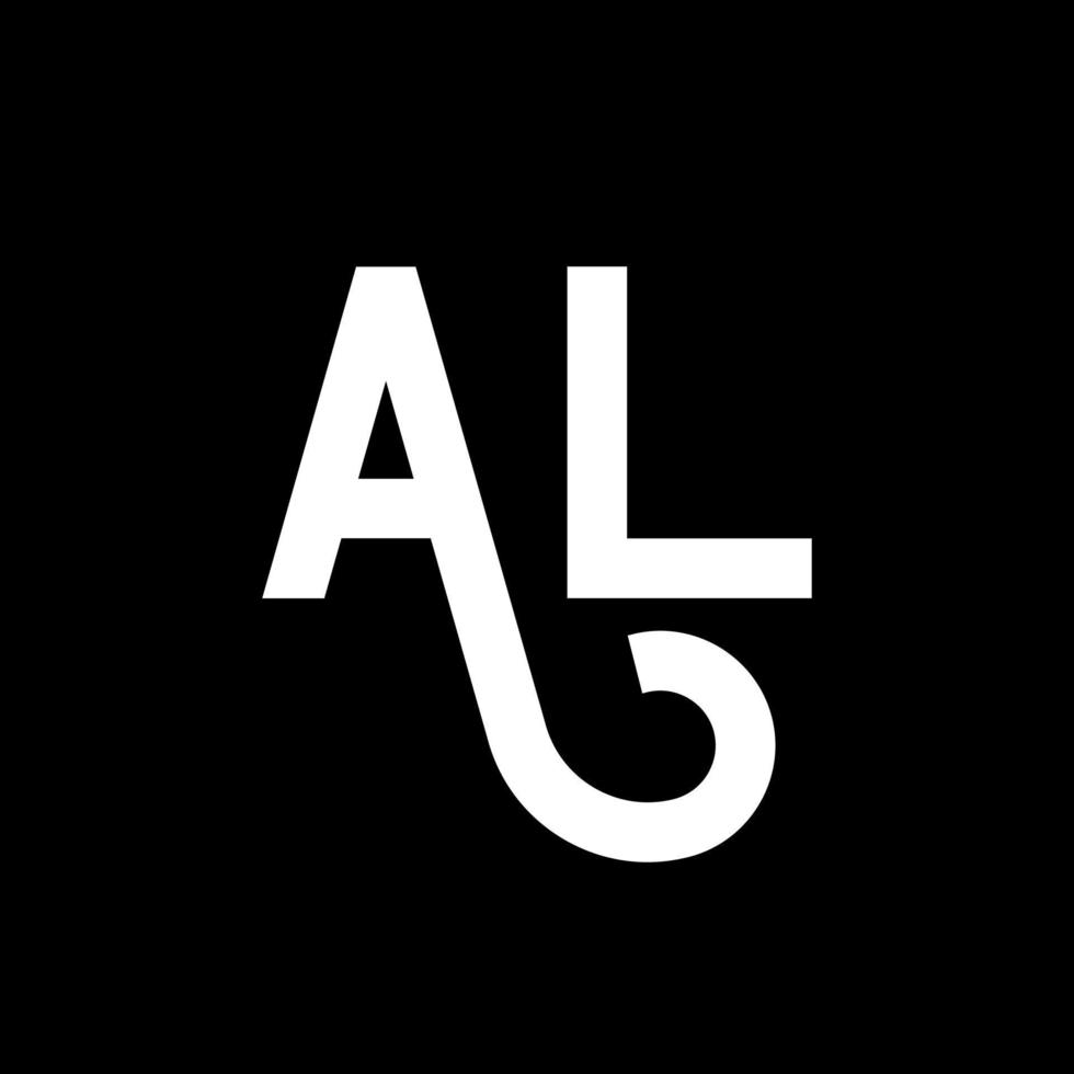 AL letter logo design on black background. AL creative initials letter logo concept. al icon design. AL white letter icon design on black background. A L vector