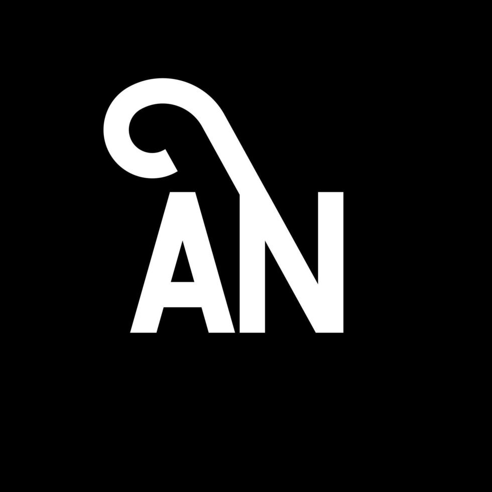 AN letter logo design on black background. AN creative initials letter logo concept. an letter design. AN white letter design on black background. A N, a n logo vector
