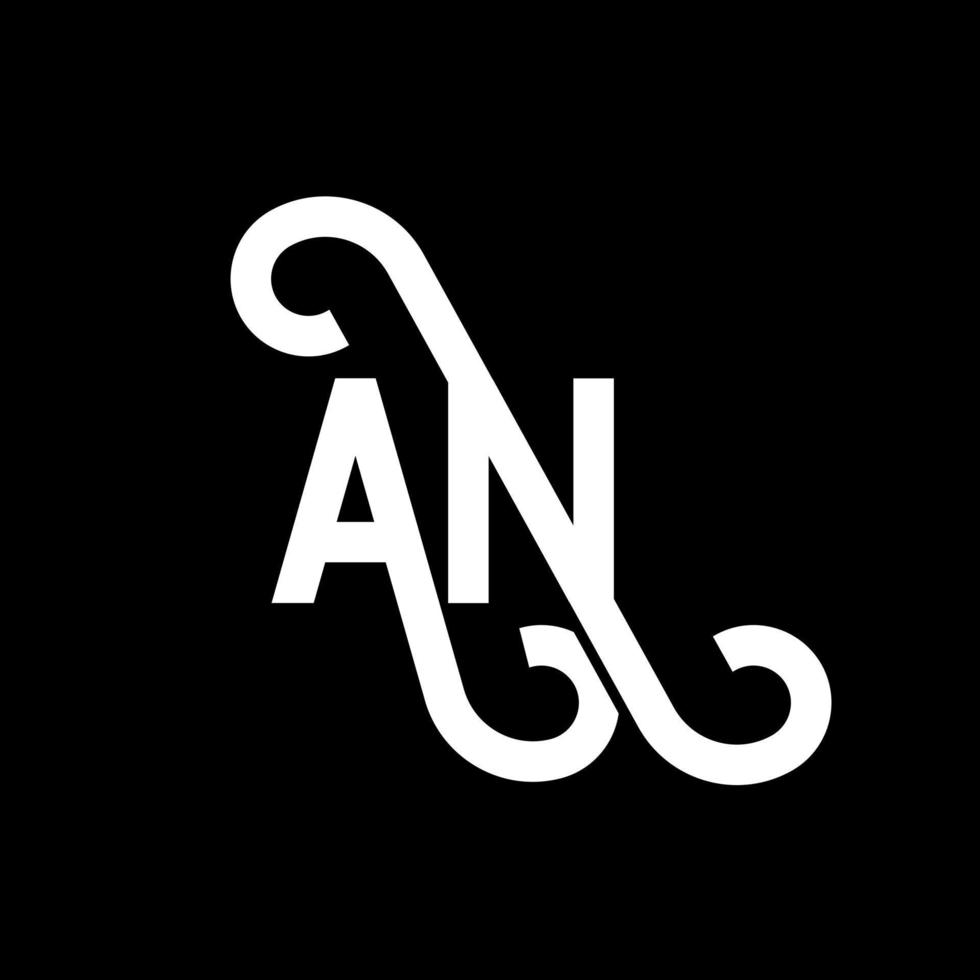 un diseño de logotipo de letra sobre fondo negro. un concepto de logotipo de letra inicial creativa. un diseño de letra. un diseño de letra blanca sobre fondo negro. un, un logotipo vector