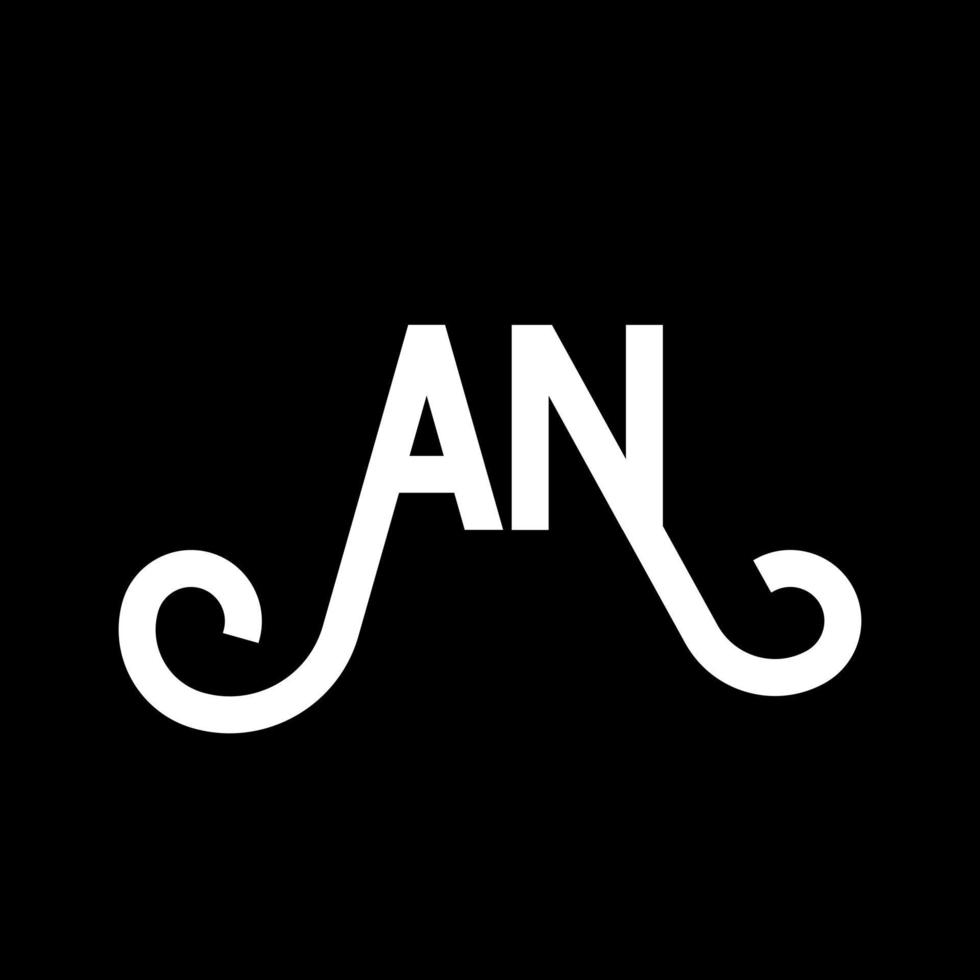 AN letter logo design on black background. AN creative initials letter logo concept. an letter design. AN white letter design on black background. A N, a n logo vector