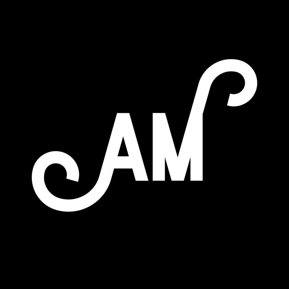 AM letter logo design on black background. AM creative initials letter logo concept. am icon design. AM white letter icon design on black background. A M vector