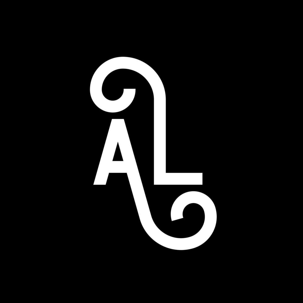 diseño de logotipo de letra al sobre fondo negro. al concepto creativo del logotipo de la letra de las iniciales. al diseño de iconos. al diseño de icono de letra blanca sobre fondo negro. Alabama vector