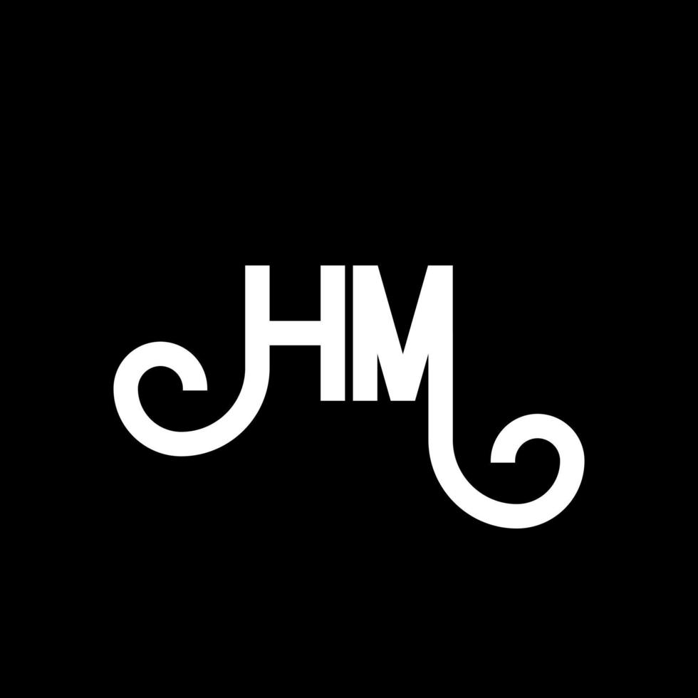 HM letter logo design on black background. HM creative initials letter logo concept. hm letter design. HM white letter design on black background. H M, h m logo vector