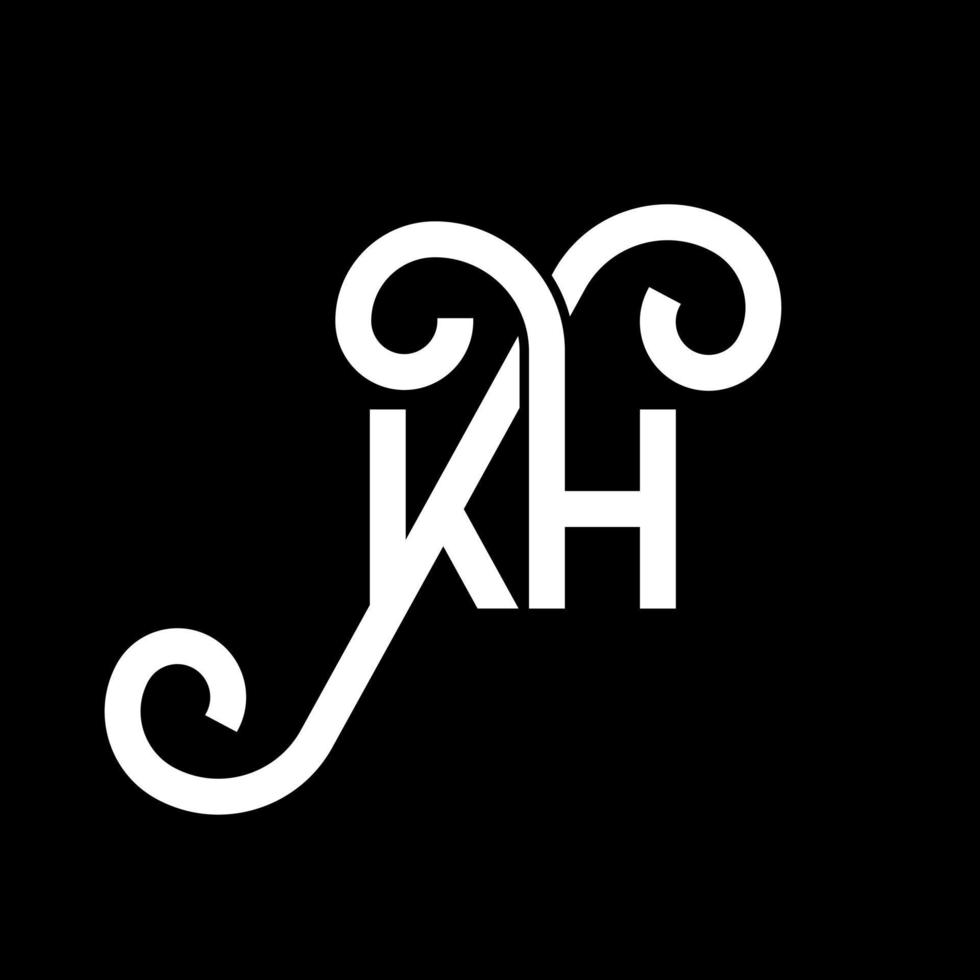 KH letter logo design on black background. KH creative initials letter logo concept. kh letter design. KH white letter design on black background. K H, k h logo vector