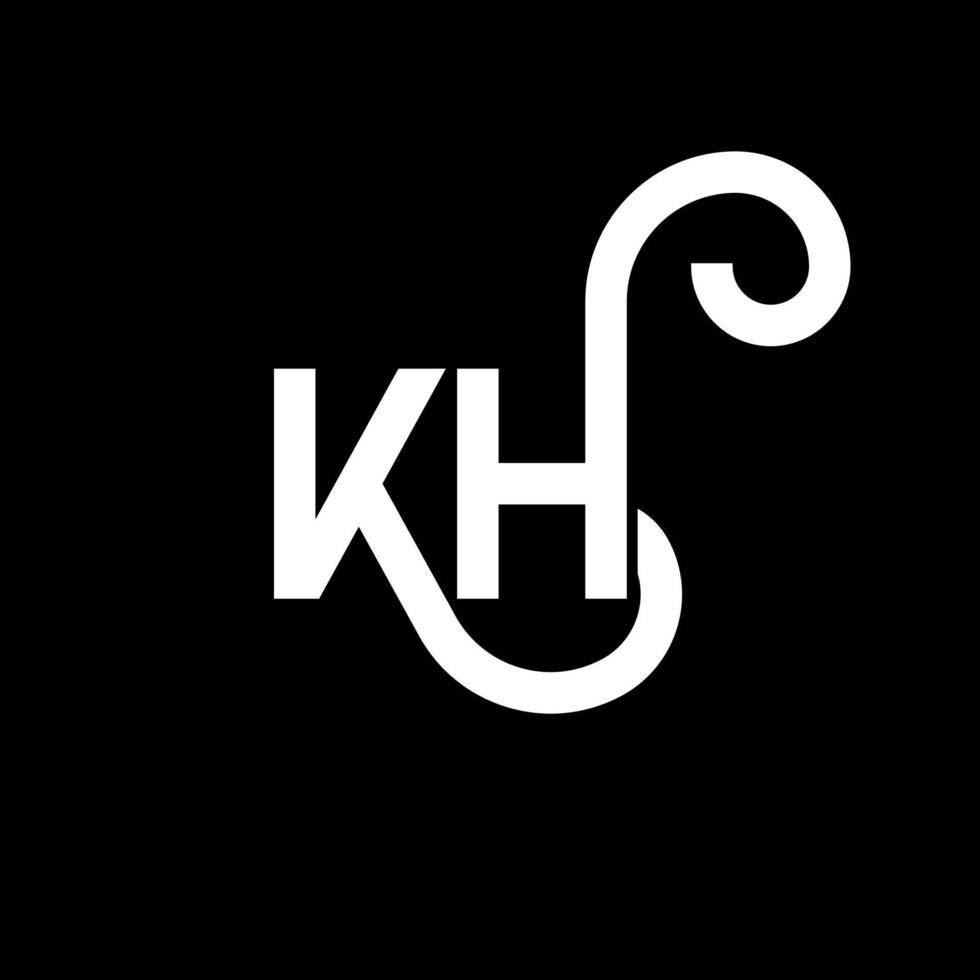 KH letter logo design on black background. KH creative initials letter logo concept. kh letter design. KH white letter design on black background. K H, k h logo vector