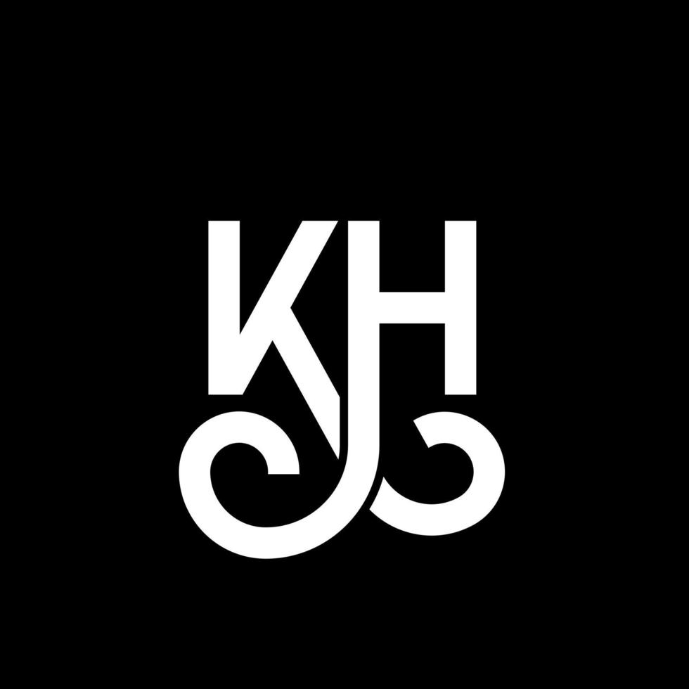 KH letter logo design on black background. KH creative initials letter logo concept. kh letter design. KH white letter design on black background. K H, k h logo vector