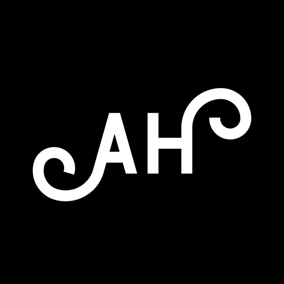 AH letter logo design on black background. AH creative initials letter logo concept. ah icon design. AH white letter icon design on black background. A H vector