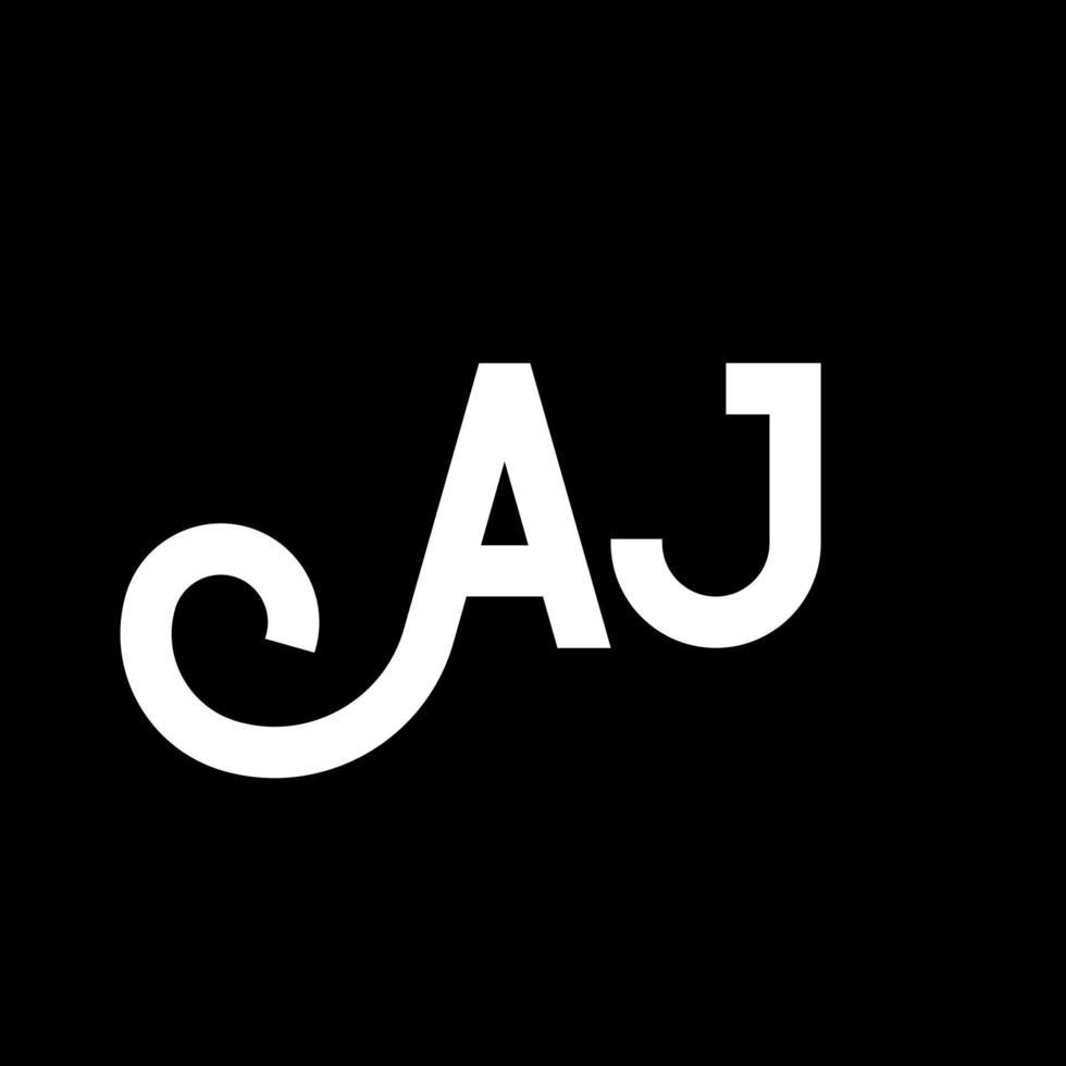 diseño del logotipo de la letra aj sobre fondo negro. concepto de logotipo de letra de iniciales creativas aj. diseño de icono aj. aj diseño de icono de letra blanca sobre fondo negro. aj vector