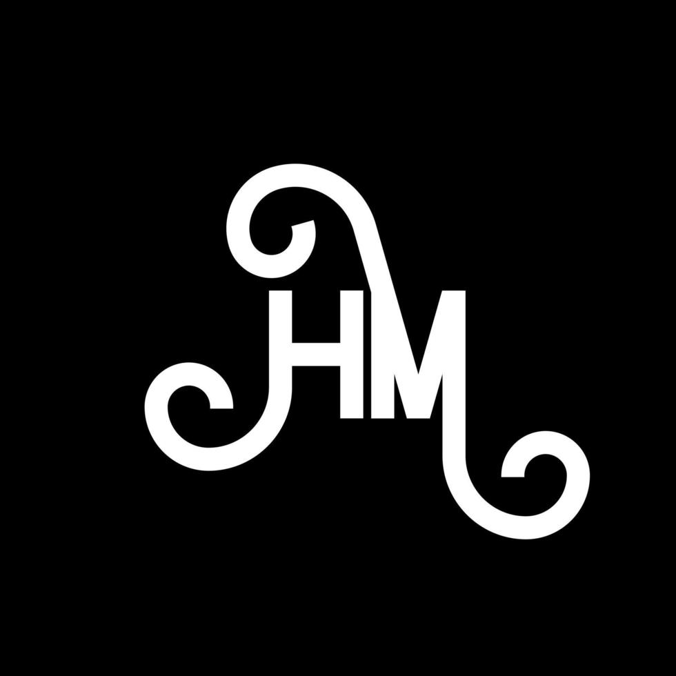HM letter logo design on black background. HM creative initials letter logo concept. hm letter design. HM white letter design on black background. H M, h m logo vector