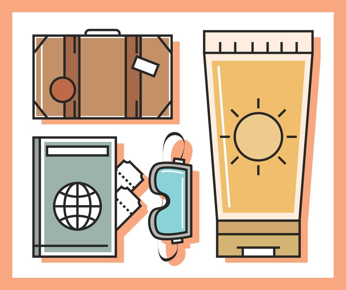 travel equipment icons vector