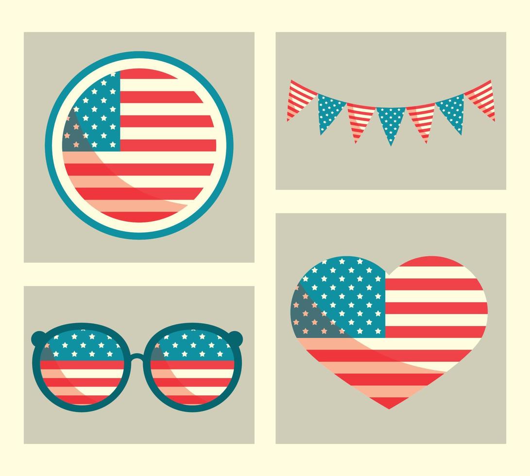 USA flag icons vector