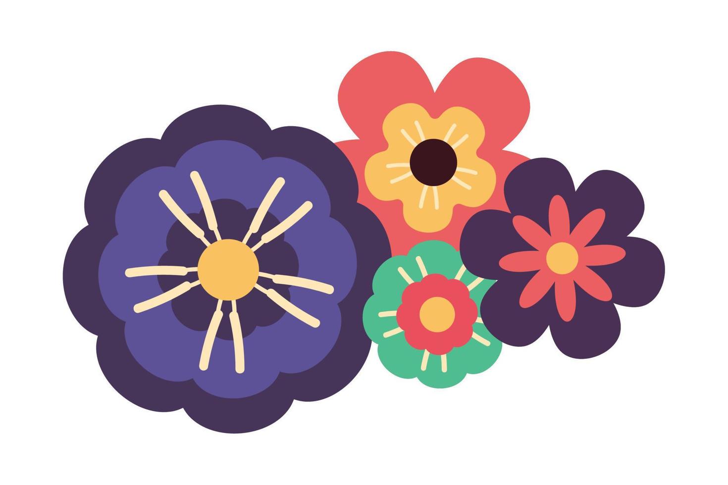 colored flowers decoration vector
