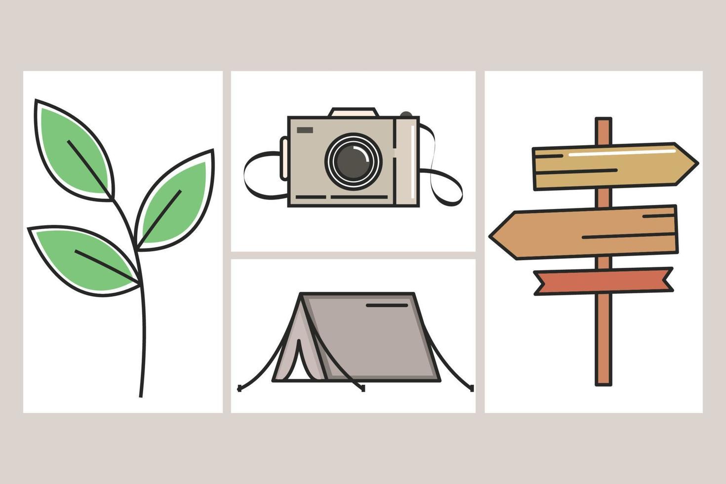 travel camping icons vector