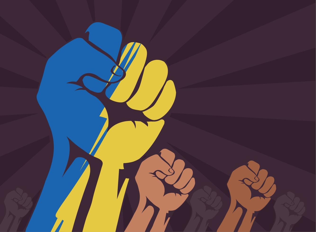 raising hands as ukraine support vector