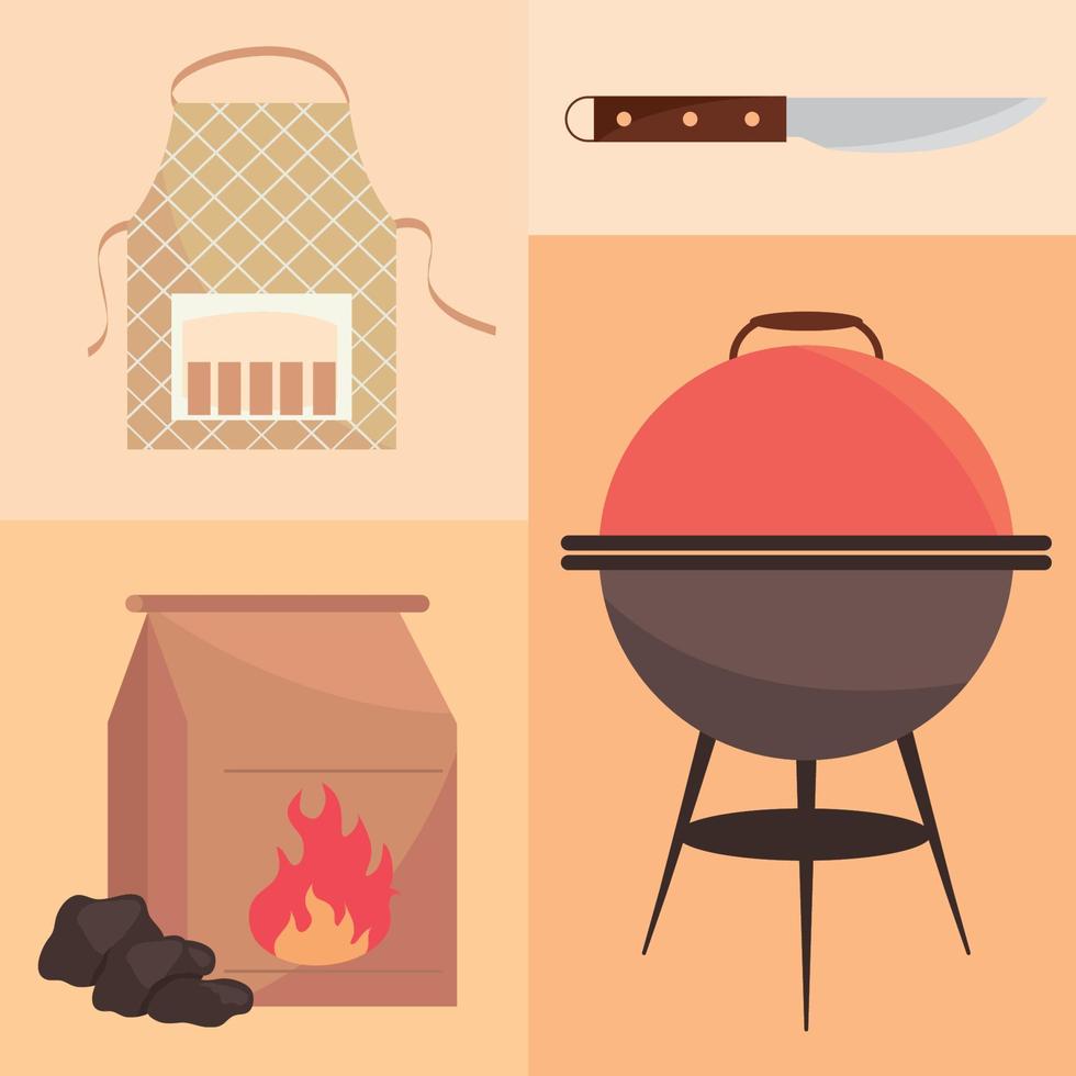 bbq icon collection vector