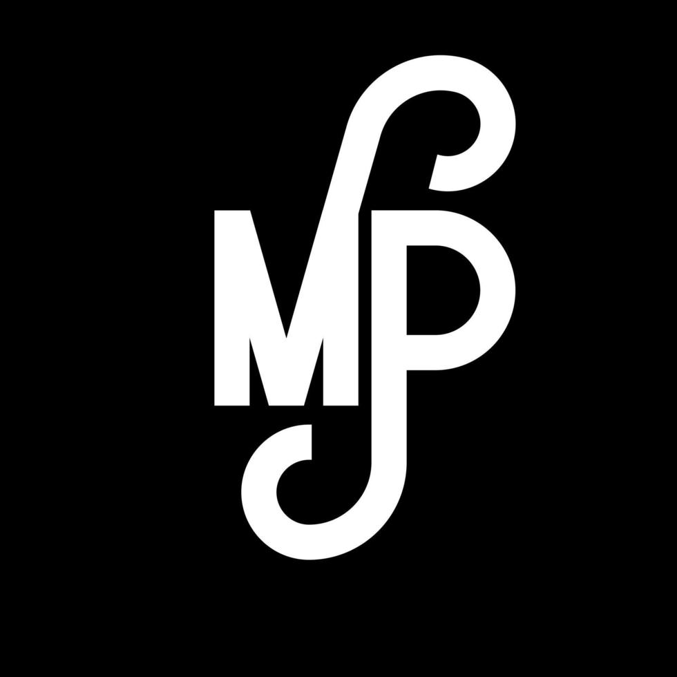 diseño de logotipo de letra mp. icono del logotipo de letras iniciales mp. plantilla de diseño de logotipo mínimo de letra abstracta mp. vector de diseño de letra mp con colores negros. logotipo de mp