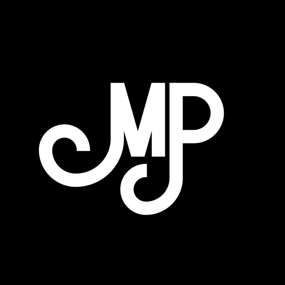 diseño de logotipo de letra mp. icono del logotipo de letras iniciales mp. plantilla de diseño de logotipo mínimo de letra abstracta mp. vector de diseño de letra mp con colores negros. logotipo de mp