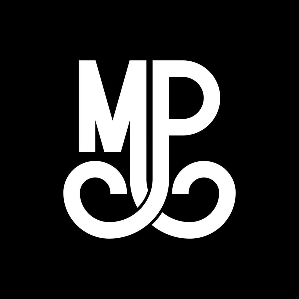 diseño de logotipo de letra mp. icono del logotipo de letras iniciales mp. plantilla de diseño de logotipo mínimo de letra abstracta mp. vector de diseño de letra mp con colores negros. logotipo de mp