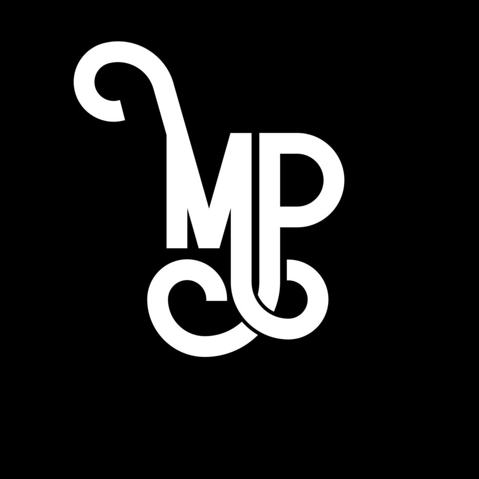 MP Letter Logo Design. Initial letters MP logo icon. Abstract letter MP minimal logo design template. M P letter design vector with black colors. mp logo