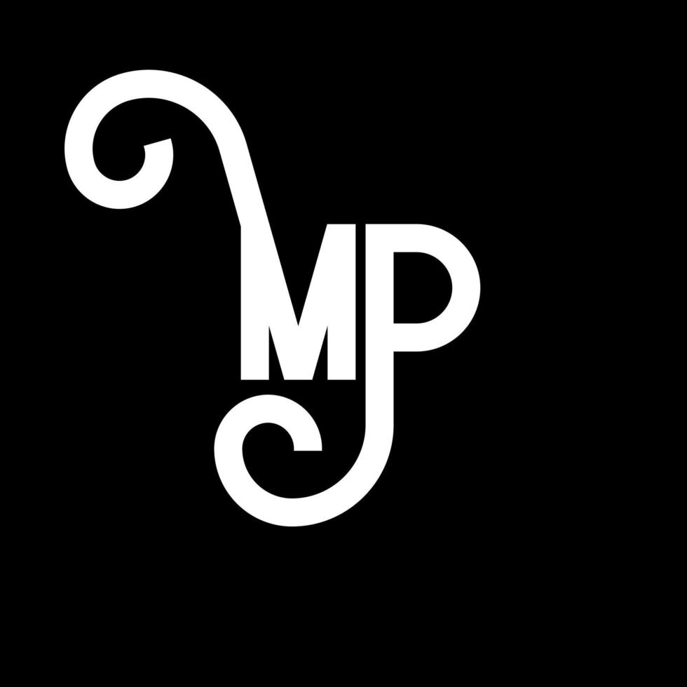 MP Letter Logo Design. Initial letters MP logo icon. Abstract letter MP minimal logo design template. M P letter design vector with black colors. mp logo