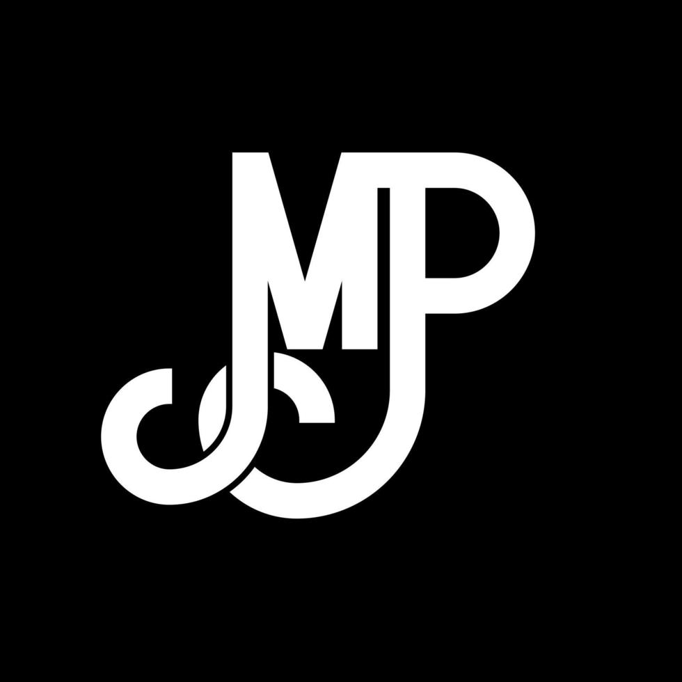 diseño de logotipo de letra mp. icono del logotipo de letras iniciales mp. plantilla de diseño de logotipo mínimo de letra abstracta mp. vector de diseño de letra mp con colores negros. logotipo de mp