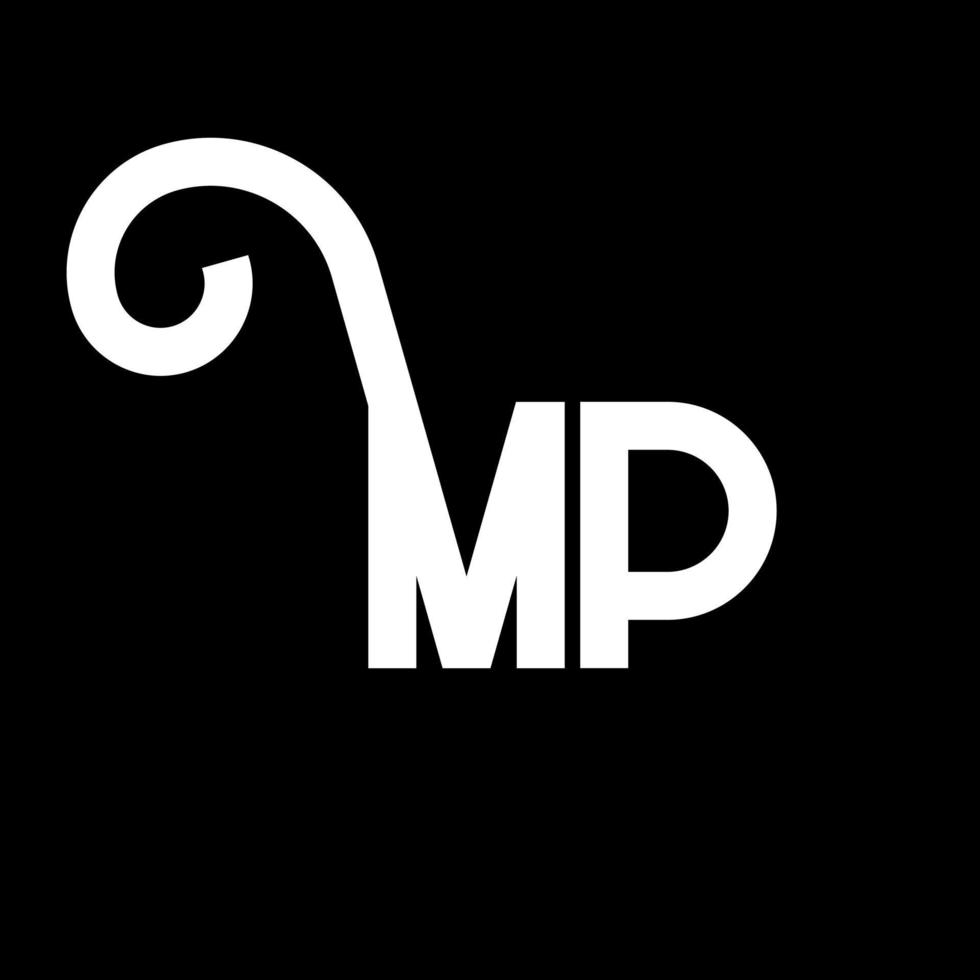 diseño de logotipo de letra mp. icono del logotipo de letras iniciales mp. plantilla de diseño de logotipo mínimo de letra abstracta mp. vector de diseño de letra mp con colores negros. logotipo de mp