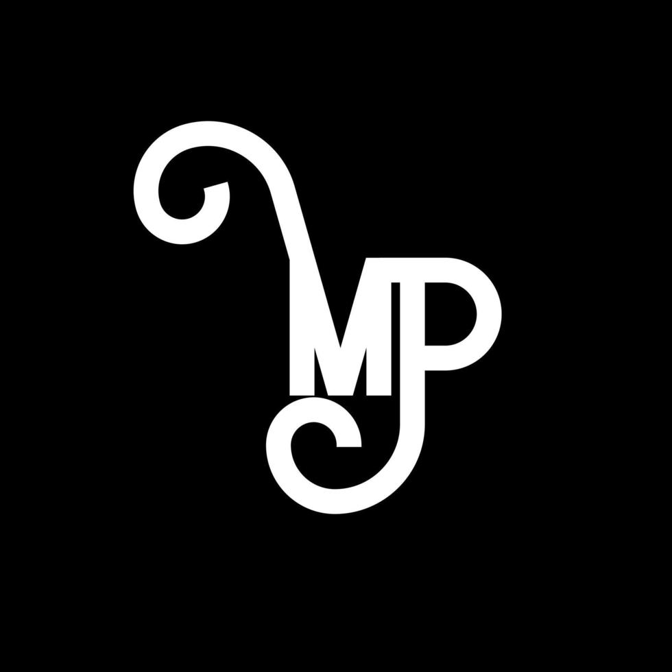 diseño de logotipo de letra mp. icono del logotipo de letras iniciales mp. plantilla de diseño de logotipo mínimo de letra abstracta mp. vector de diseño de letra mp con colores negros. logotipo de mp