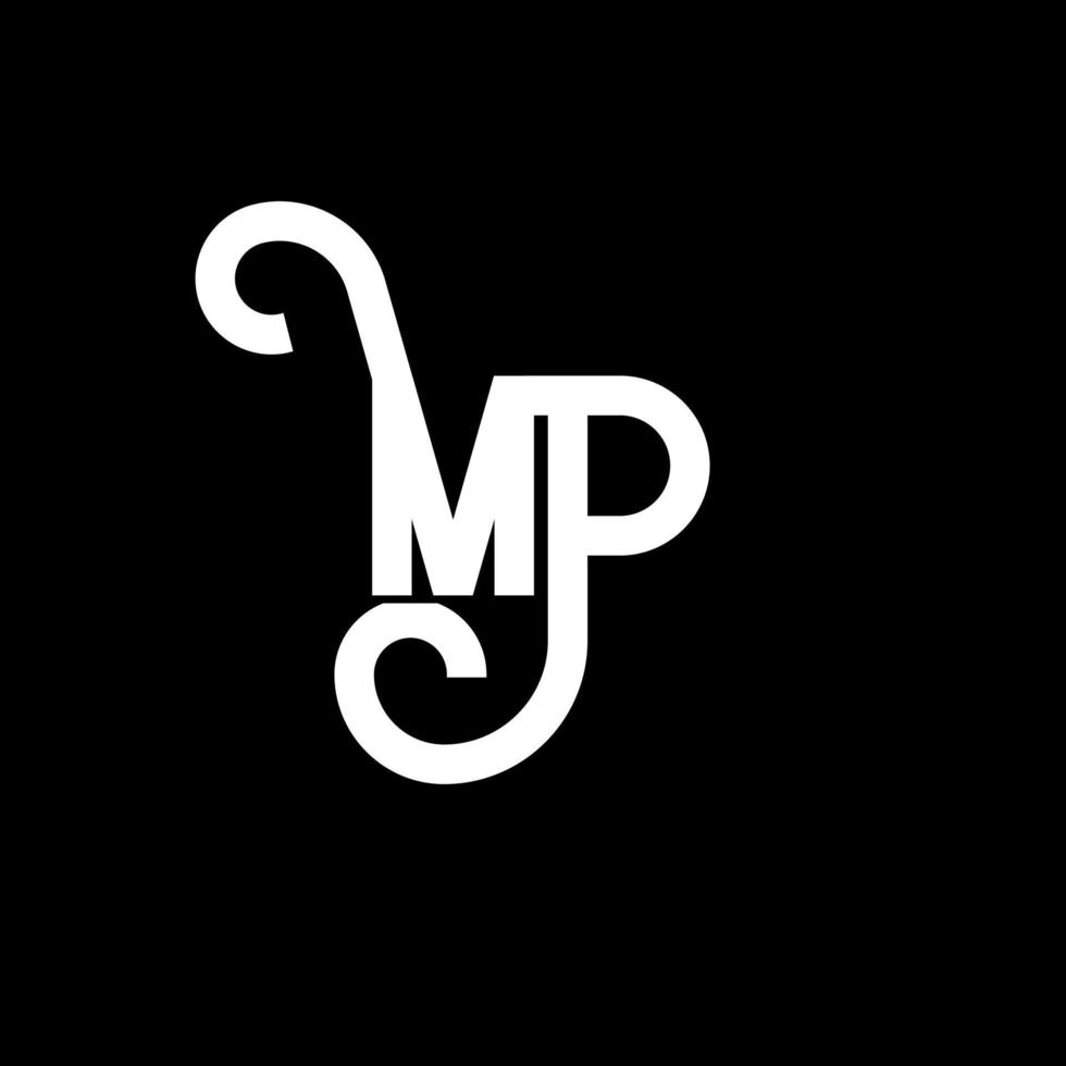 MP Letter Logo Design. Initial letters MP logo icon. Abstract letter MP minimal logo design template. M P letter design vector with black colors. mp logo