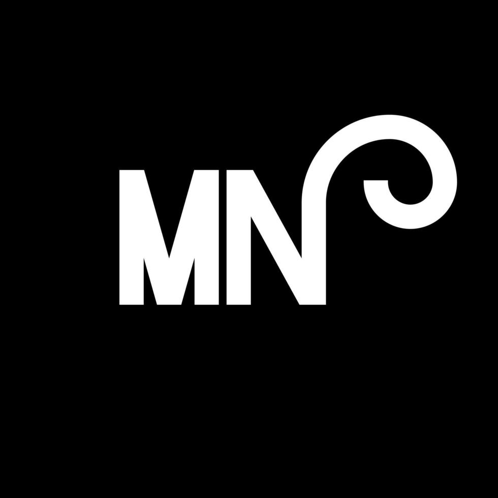 MN Letter Logo Design. Initial letters MN logo icon. Abstract letter MN minimal logo design template. M N letter design vector with black colors. mn logo