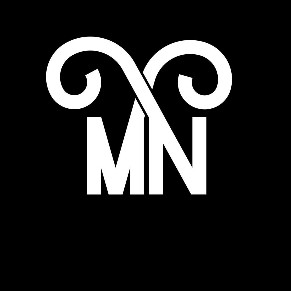 MN Letter Logo Design. Initial letters MN logo icon. Abstract letter MN minimal logo design template. M N letter design vector with black colors. mn logo