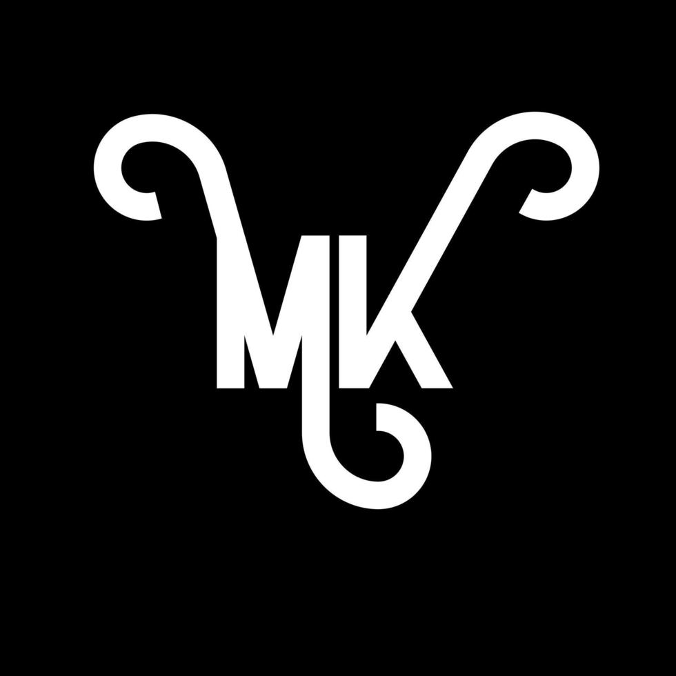 MK Letter Logo Design. Initial letters MK logo icon. Abstract letter MK minimal logo design template. M K letter design vector with black colors. mk logo