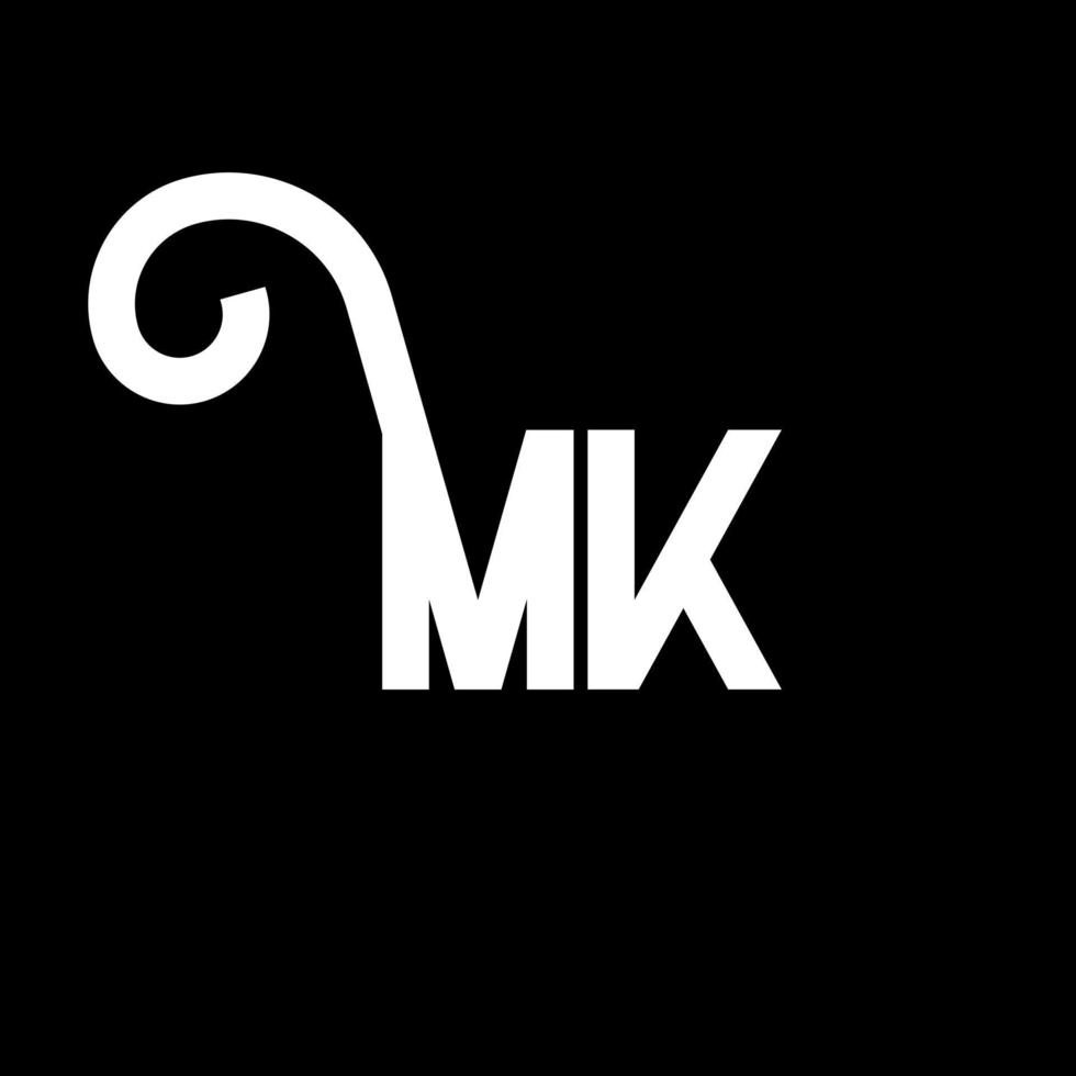 MK Letter Logo Design. Initial letters MK logo icon. Abstract letter MK minimal logo design template. M K letter design vector with black colors. mk logo