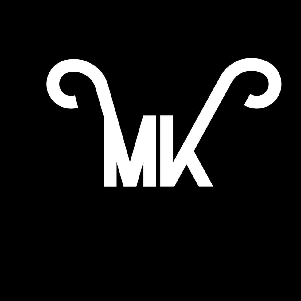 MK Letter Logo Design. Initial letters MK logo icon. Abstract letter MK minimal logo design template. M K letter design vector with black colors. mk logo