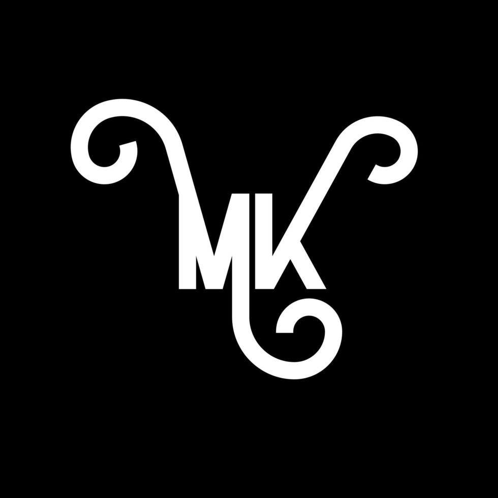 MK Letter Logo Design. Initial letters MK logo icon. Abstract letter MK minimal logo design template. M K letter design vector with black colors. mk logo