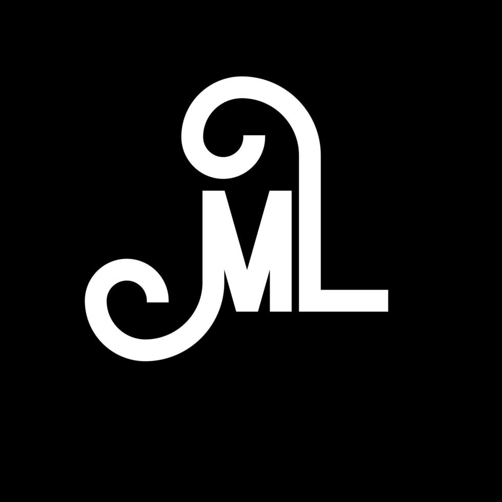 ML Letter Logo Design. Initial letters ML logo icon. Abstract letter ML minimal logo design template. M L letter design vector with black colors. ml logo