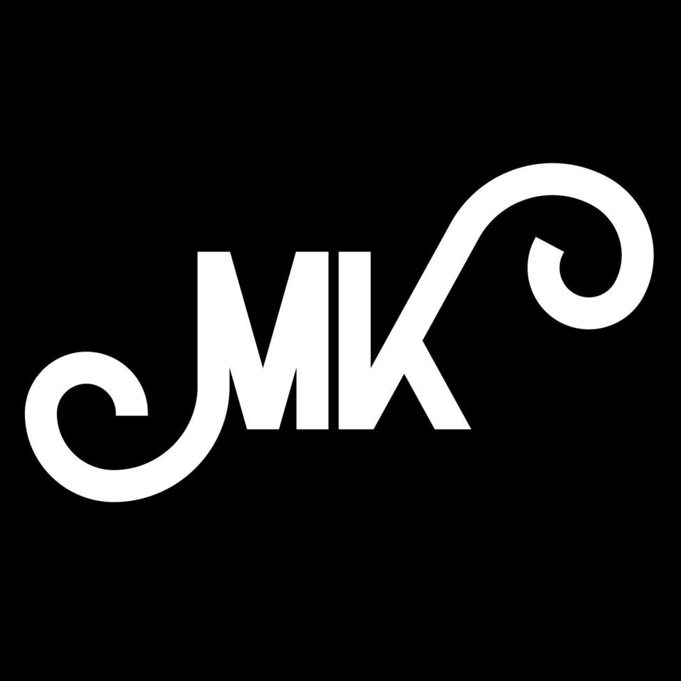 MK Letter Logo Design. Initial letters MK logo icon. Abstract letter MK minimal logo design template. M K letter design vector with black colors. mk logo