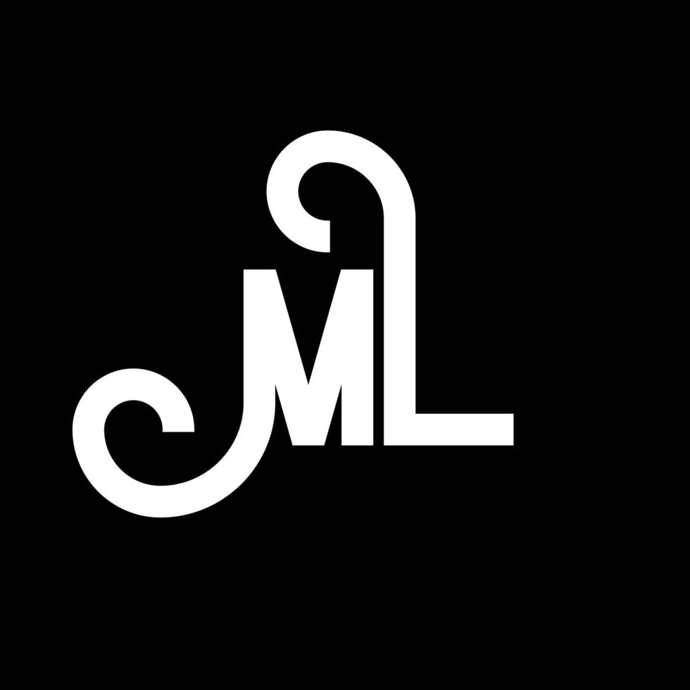 ML Letter Logo Design. Initial letters ML logo icon. Abstract letter ML minimal logo design template. M L letter design vector with black colors. ml logo