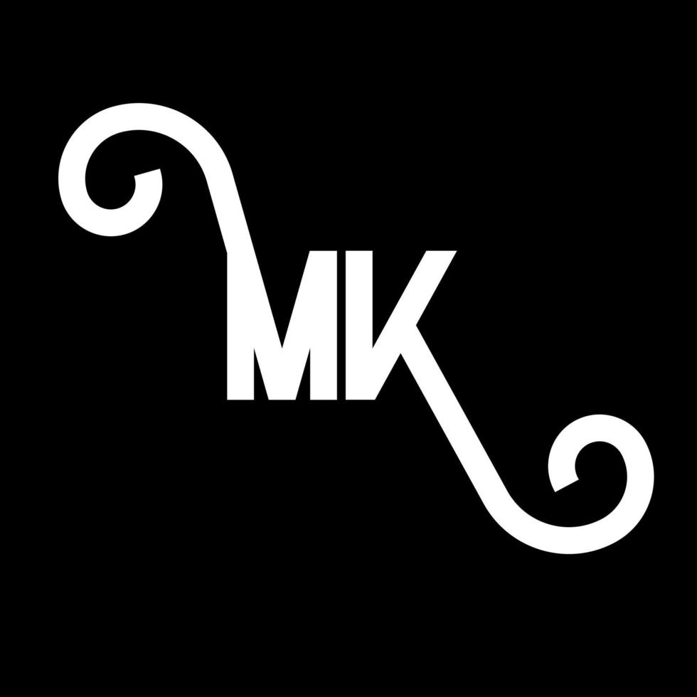 MK Letter Logo Design. Initial letters MK logo icon. Abstract letter MK minimal logo design template. M K letter design vector with black colors. mk logo