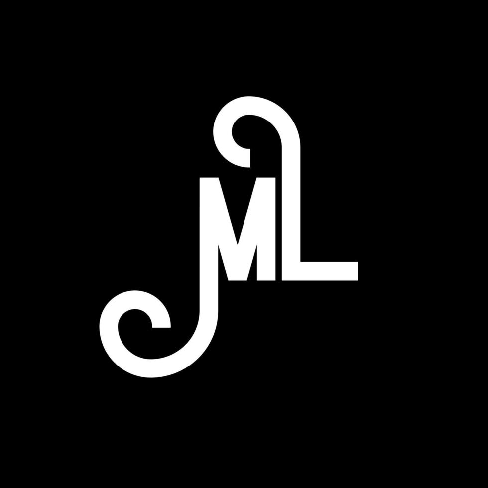 ML Letter Logo Design. Initial letters ML logo icon. Abstract letter ML minimal logo design template. M L letter design vector with black colors. ml logo