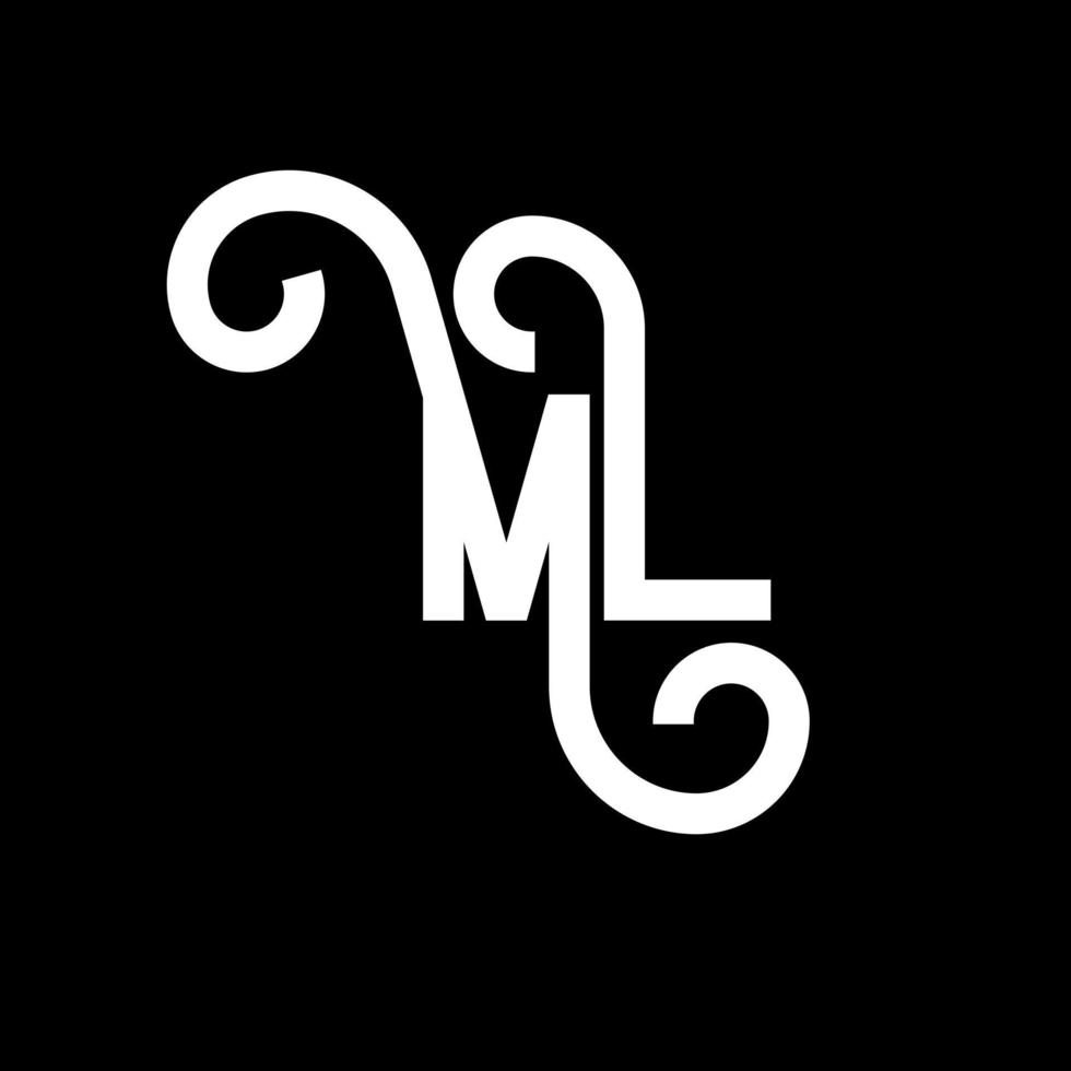 ML Letter Logo Design. Initial letters ML logo icon. Abstract letter ML minimal logo design template. M L letter design vector with black colors. ml logo