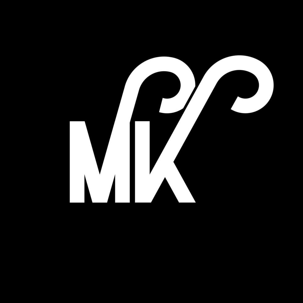 MK Letter Logo Design. Initial letters MK logo icon. Abstract letter MK minimal logo design template. M K letter design vector with black colors. mk logo