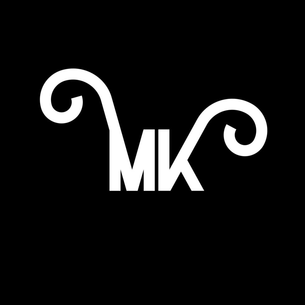 MK Letter Logo Design. Initial letters MK logo icon. Abstract letter MK minimal logo design template. M K letter design vector with black colors. mk logo