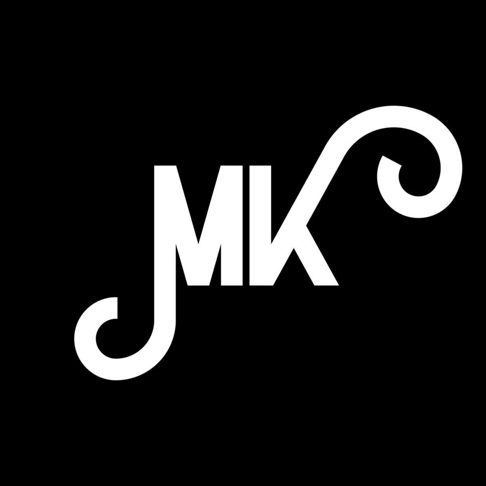 MK Letter Logo Design. Initial letters MK logo icon. Abstract letter MK minimal logo design template. M K letter design vector with black colors. mk logo