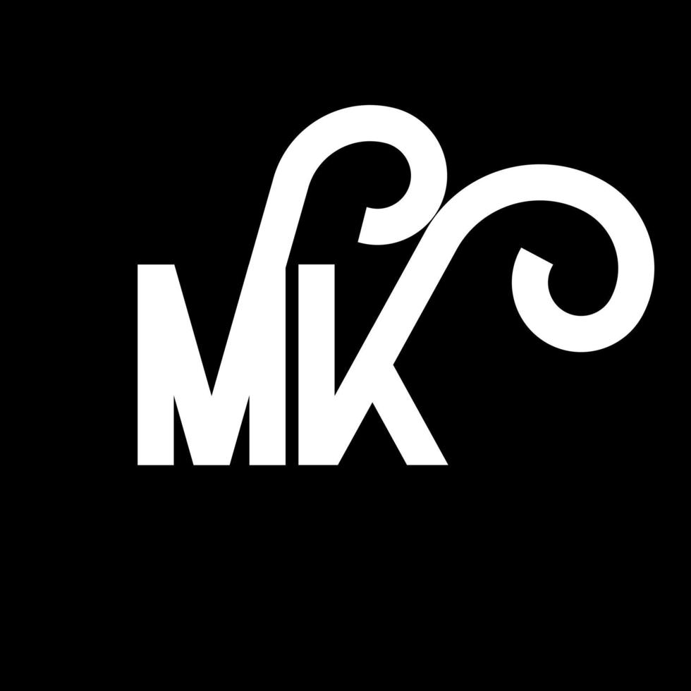 MK Letter Logo Design. Initial letters MK logo icon. Abstract letter MK minimal logo design template. M K letter design vector with black colors. mk logo