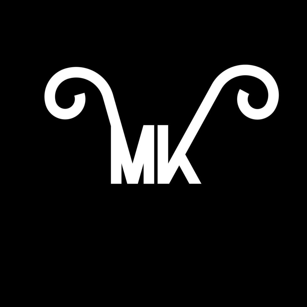 MK Letter Logo Design. Initial letters MK logo icon. Abstract letter MK minimal logo design template. M K letter design vector with black colors. mk logo