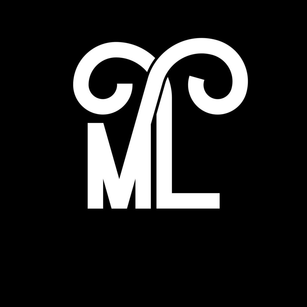 diseño de logotipo de letra ml. icono del logotipo de letras iniciales ml. plantilla de diseño de logotipo mínimo de letra abstracta ml. ml vector de diseño de letras con colores negros. logotipo de ml